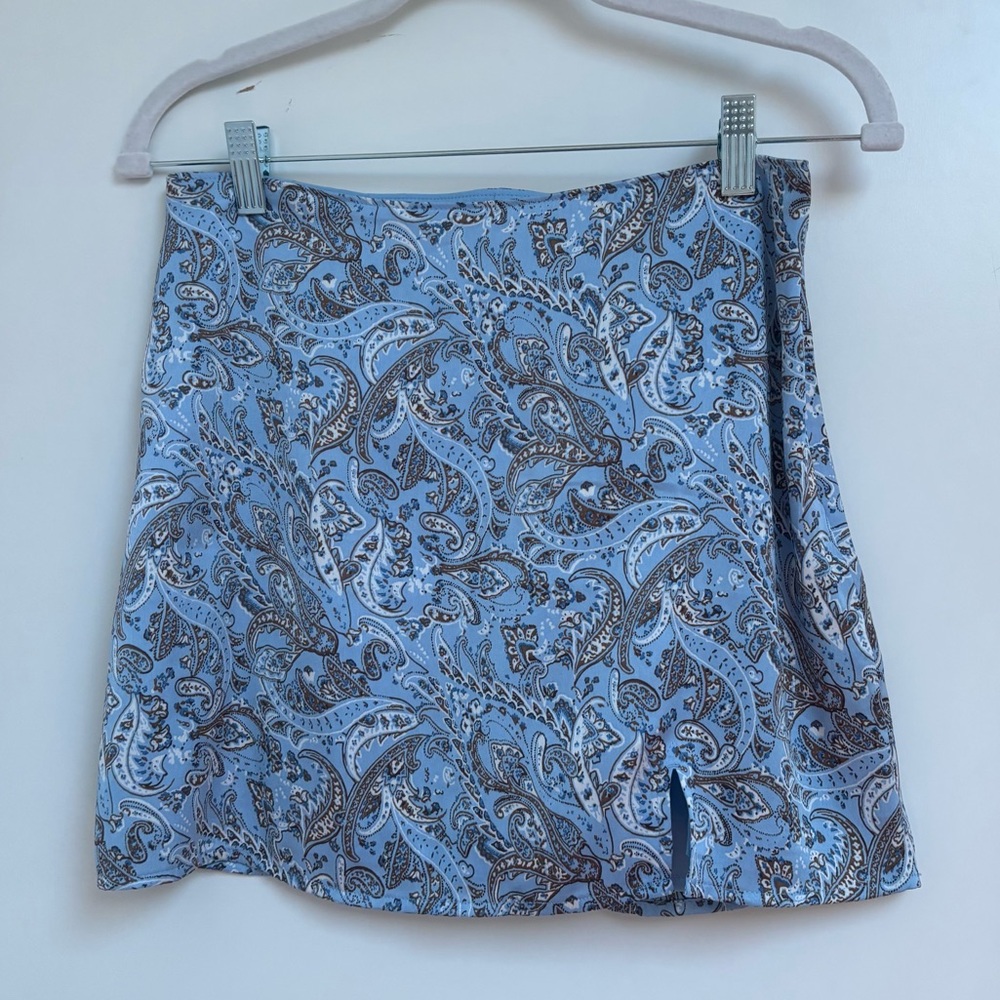 Hollister Blue and Brown A-line Mini Skirt